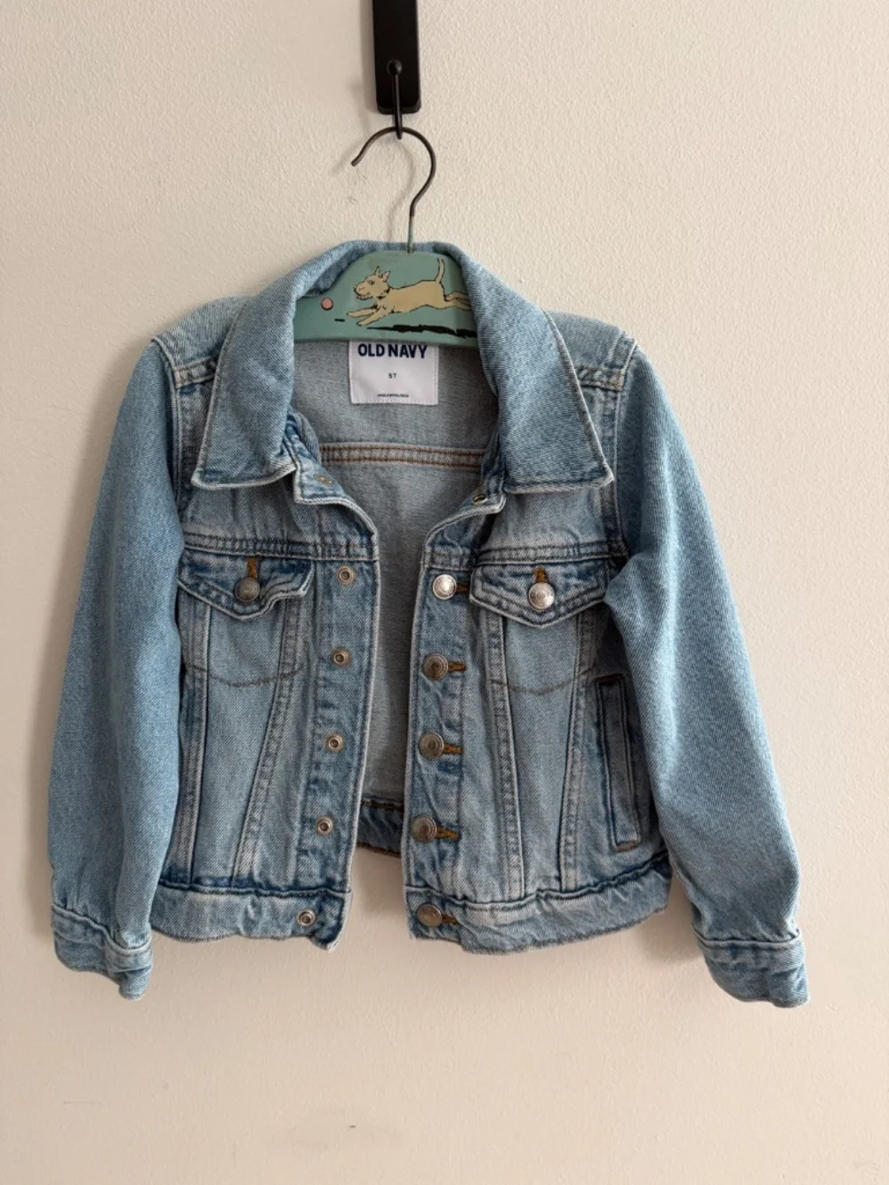 Old Navy 5T Denim Trucker Jacket Lt Wash Jean Distressed Cotton Grunge Western